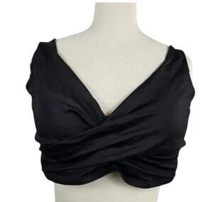 Swimsuits For All Twist Front Bikini Top Black Size 18